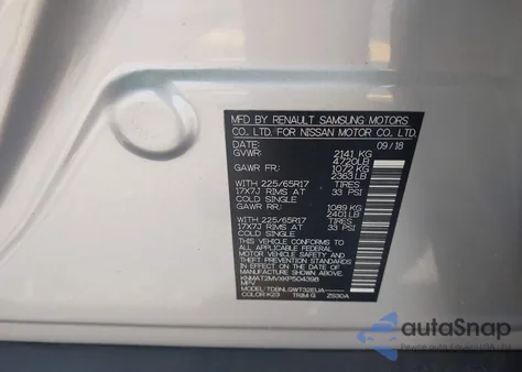 2019 Nissan Rogue Sv z USA, uszkodzony, nr VIN KNMAT2MVXKP504398